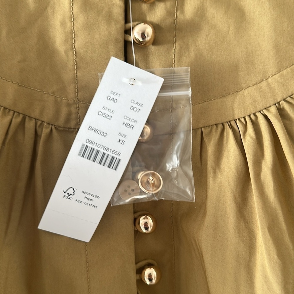 J. Crew Womens NWT Shirred Popover Cotton Poplin Top Honey Brown Size XS Preppy - Picture 6 of 10